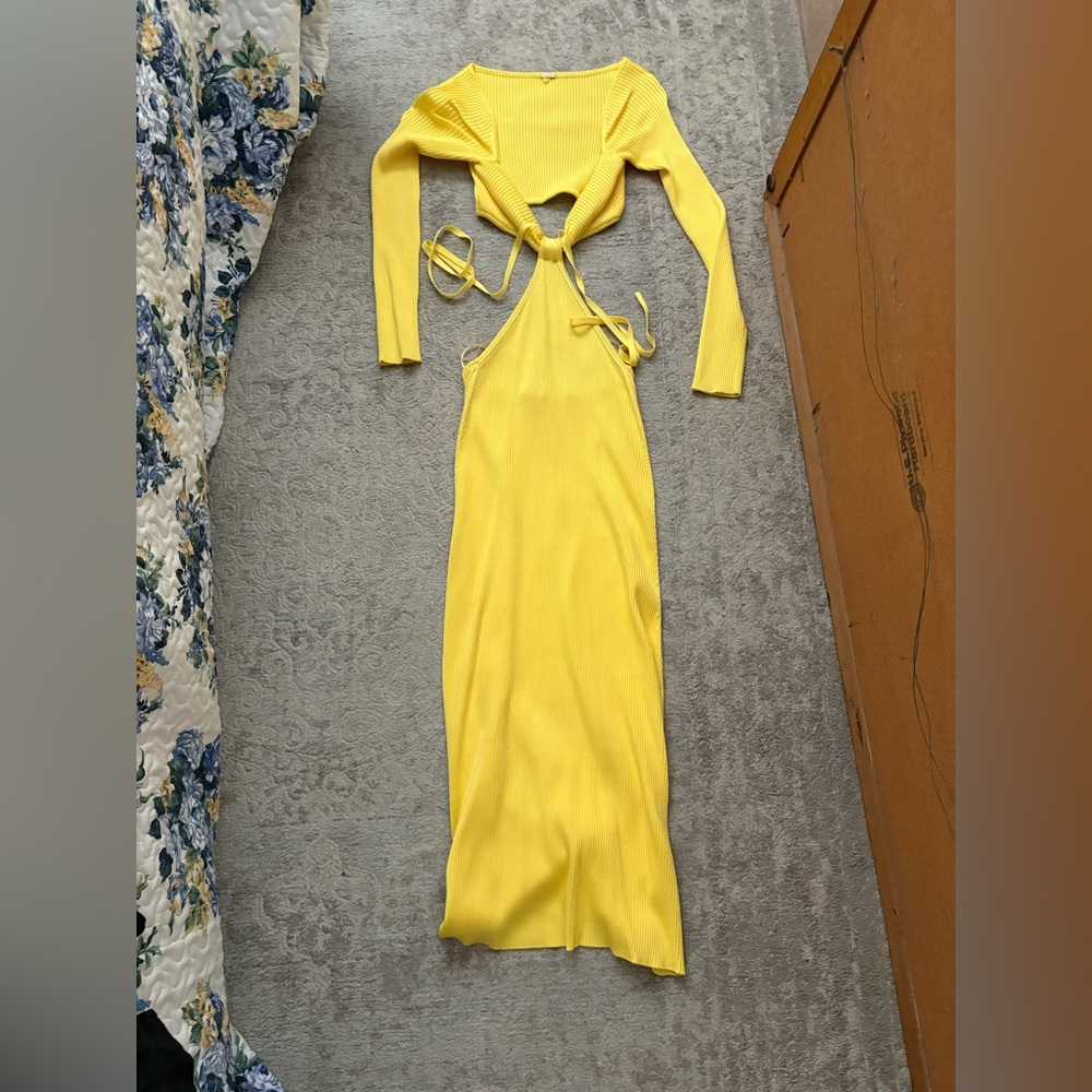 Cult Gaia Yellow Backless Knit Dress